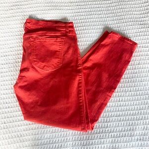 Old Navy rockstar denim legging orange snap size 16